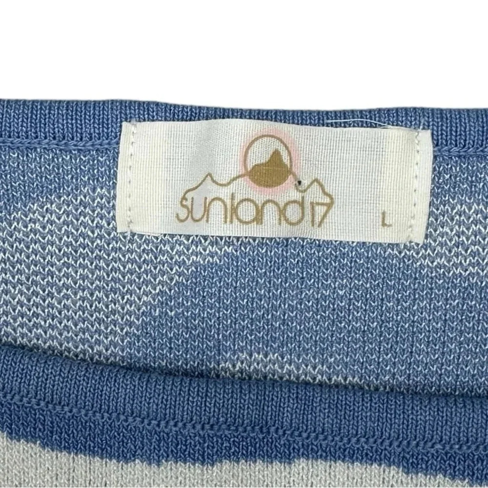 Sunland 17 Blue / White Patterned Soft Knit Cropped Tank Size L Y2K - Picture 3 of 5